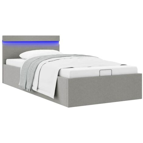 Cama hidráulica almacenaje sin colchón gris claro 90x200 cm vidaXL