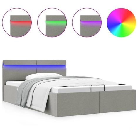 Cama hidráulica almacenaje sin colchón gris claro 140x200 cm vidaXL