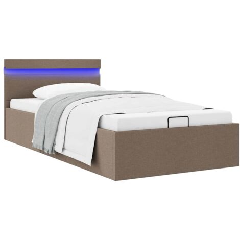 Cama canapé hidráulica de almacenaje sin colchón taupe 90x200cm vidaXL