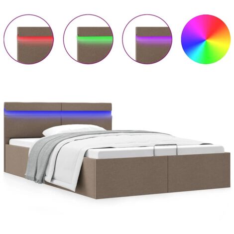 Cama canapé hidráulica almacenaje sin colchón taupe 140x200 cm vidaXL