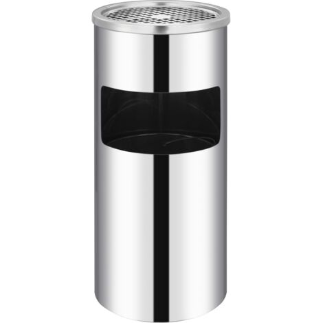 Papelera con cenicero de pared acero inxodable 26 L vidaXL