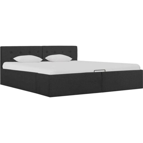 Cama canapé hidráulica de almacenaje sin colchón gris 160x200cm vidaXL
