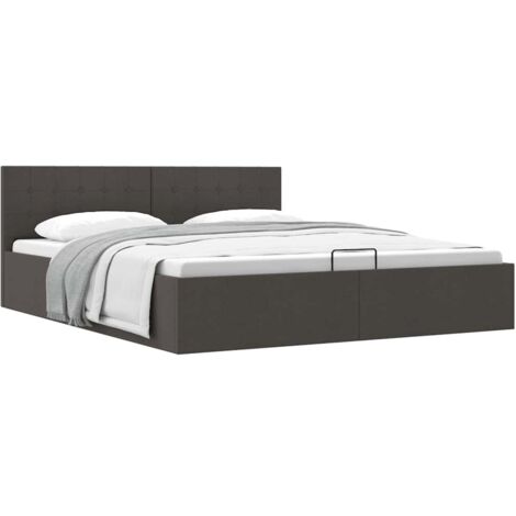 Cama canapé hidráulica de almacenaje sin colchón gris 180x200cm vidaXL