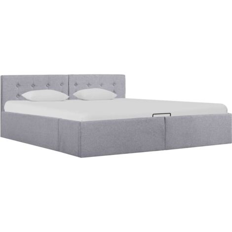 Cama hidráulica almacenaje sin colchón gris claro 160x200 cm vidaXL