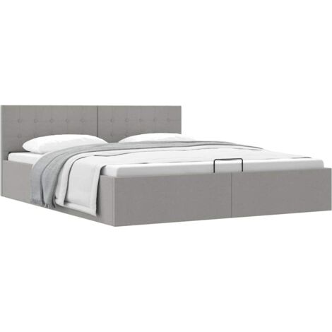 Cama hidráulica almacenaje sin colchón gris claro 180x200 cm vidaXL