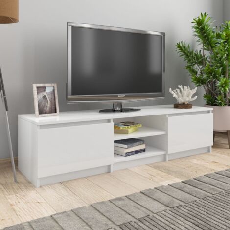 Mueble TV madera contrachapada blanco brillante 140x40x35,5cm vidaXL