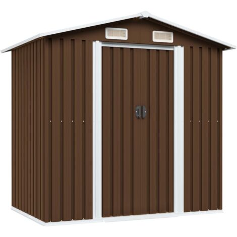 Caseta de almacenamiento jardín acero marrón 204x132x186 cm vidaXL