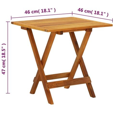 Mesa para terraza bistró madera maciza de acacia 46x46x47 cm vidaXL