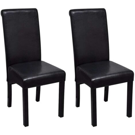 vidaXL Sillas de Comedor Cuero Sintético 2 Unidades Negro - Negro