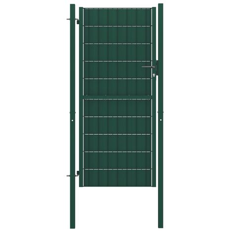Puerta de valla de PVC y acero verde 100x124 cm vidaXL
