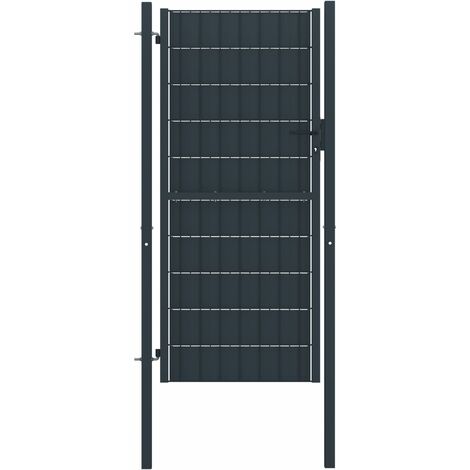 Puerta de valla de PVC y acero gris antracita 100x124 cm vidaXL