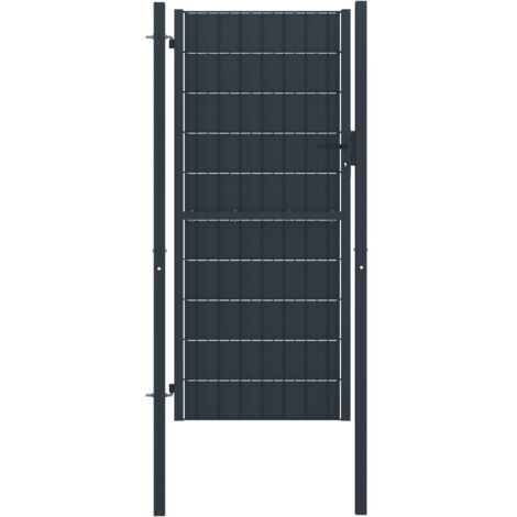 Puerta de valla de PVC y acero gris antracita 100x204 cm vidaXL