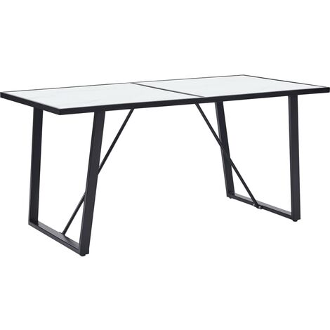 Mesa de comedor de vidrio templado blanco 160x80x75 cm vidaXL (1/5)