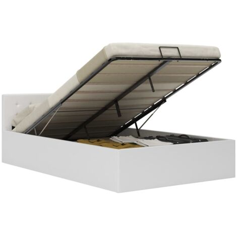 Cama canapé hidráulica cuero sintético blanco 140x200 cm vidaXL
