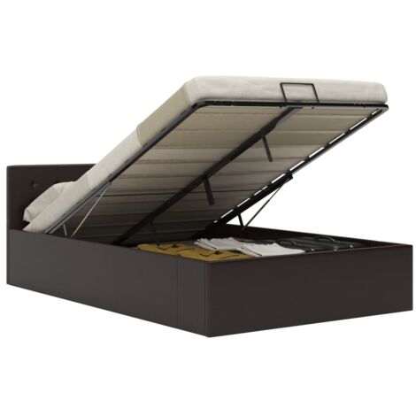 Cama canapé hidráulica cuero sintético gris 140x200 cm vidaXL