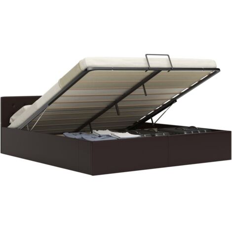 Cama canapé hidráulica cuero sintético gris 160x200 cm vidaXL