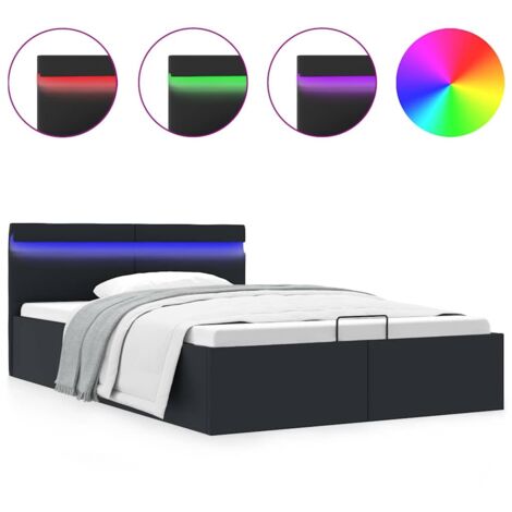 Cama hidráulica almacenaje LED sin colchón negro 120x200 cm vidaXL