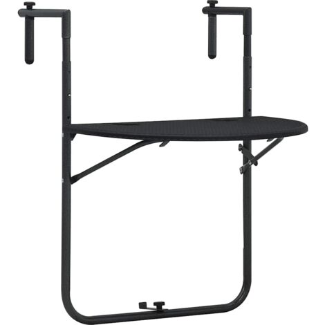 Mesa balcón colgante plástico aspecto ratán negro 60x64x83,5 cm vidaXL