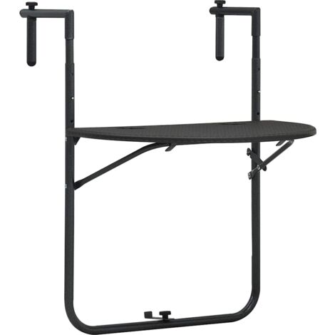 Mesa balcón colgante plástico aspecto ratán marrón 60x64x83,5cm vidaXL