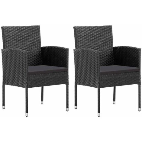 Sillones de jardín con cojines 2 uds ratán sintético negro vidaXL (1/5)