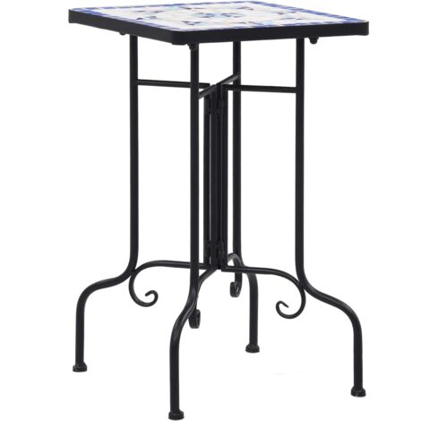 Mesa auxiliar de mosaico cerámica azul y blanco vidaXL