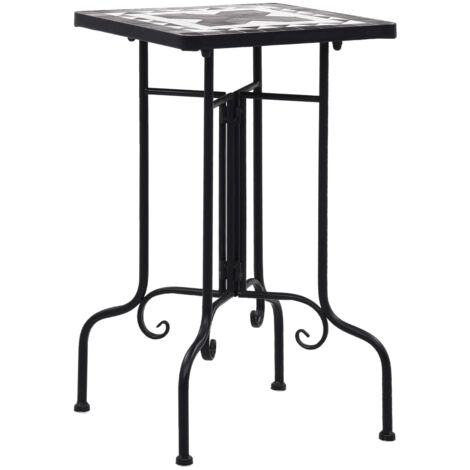 Mesa auxiliar de mosaico cerámica negro y blanco vidaXL