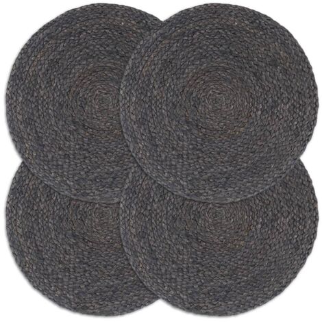 Manteles individuales redondos 4 uds yute gris oscuro liso 38cm vidaXL