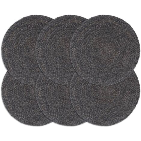 Manteles individuales redondos 6 uds yute gris oscuro liso 38cm vidaXL