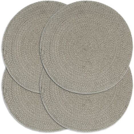 Manteles individuales redondos 4 uds algodón gris liso 38 cm vidaXL