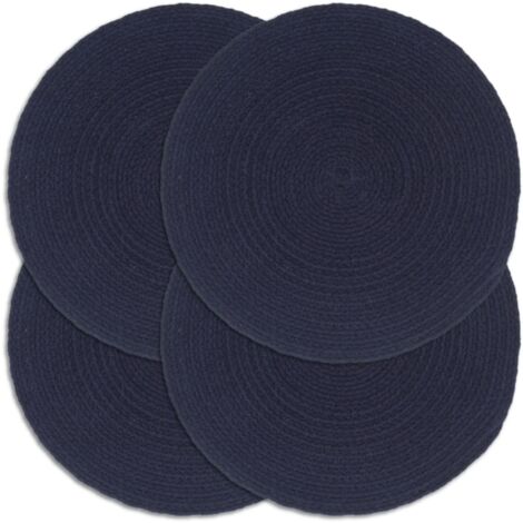 Tabla de individuos 4 PCS algodón liso 38 cm azul marino azul redondo - 252677