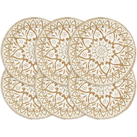 Manteles individuales redondos 6 uds yute blanco 38 cm vidaXL