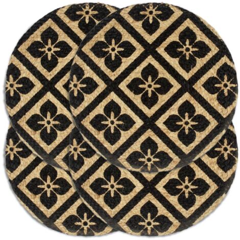 Mantel individual 4 unidades redondo yute negro 38 cm vidaXL