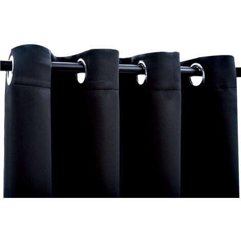 Cortinas opacas con anillas de metal 2 piezas negro 140x175 cm vidaXL
