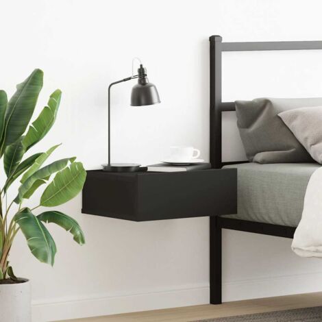 Mesita de noche flotante madera contrachapada negro 40x30x15cm vidaXL (1/5)
