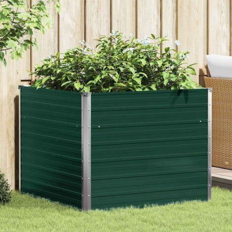 Jardinera elevada de acero galvanizado verde 100x100x77 cm vidaXL