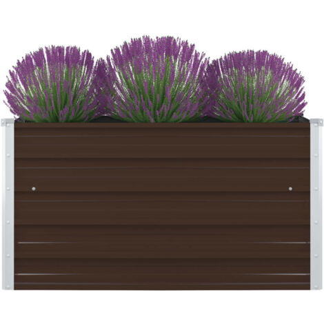Jardinera elevada de acero galvanizado marrón 100x100x45 cm vidaXL