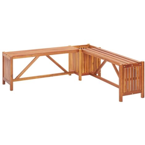 Banco de jardín con 2 jardineras acacia maciza 117x117x40 cm vidaXL