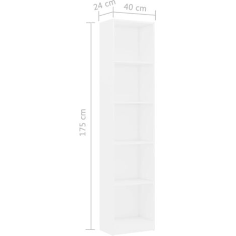 Estantería de 5 niveles madera contrachapada blanca 40x24x175cm vidaXL