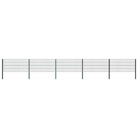 Panel de valla con postes de hierro 867x80 cm verde vidaXL