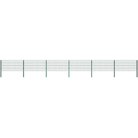 Panel de valla con postes de hierro 1040x80 cm verde vidaXL