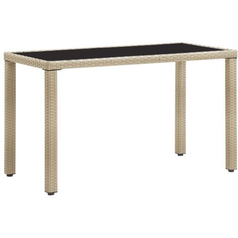 Mesa de jardín de ratán sintético beige 123x60x74 cm vidaXL