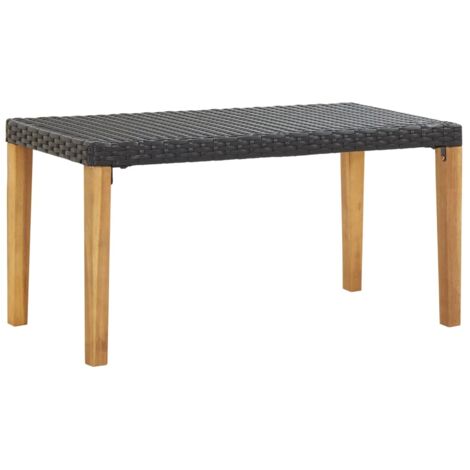 Banco de jardín ratán sintético y madera de acacia negro 120 cm vidaXL
