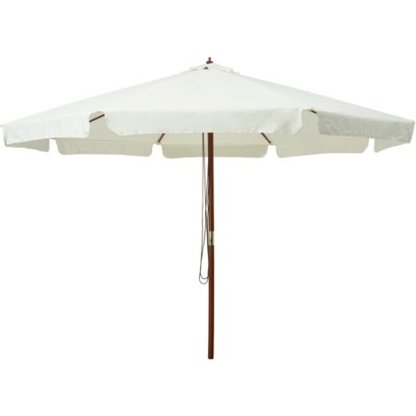 Sombrilla de jardín con palo de madera blanco arena 330 cm vidaXL