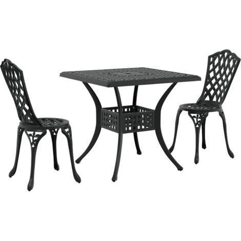Conjunto de mesa de jardín 3 pcs Negro Aluminio fundido vidaXL (1/5)
