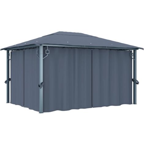 Cenador con cortina gris antracita aluminio 400x300 cm vidaXL