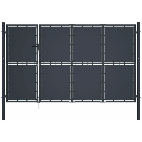 Puerta de jardín de acero gris antracita 350x150 cm vidaXL