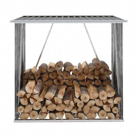 Casetilla leña acero galvanizado gris antracita 163x83x154 cm vidaXL