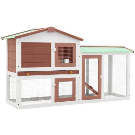 Jaula de animales grande madera marrón y blanco 145x45x84 cm vidaXL