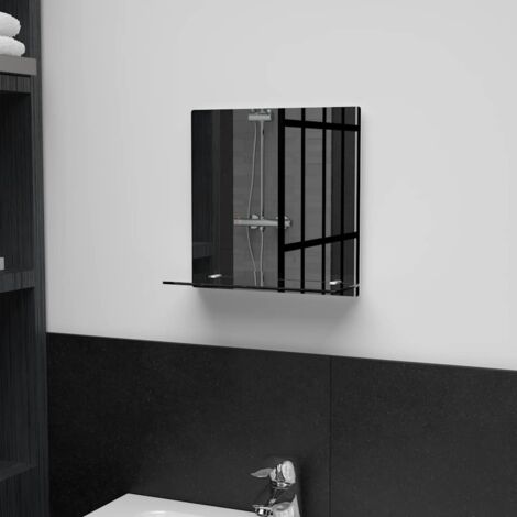 Espejo de pared con estante de vidrio templado 30x30 cm vidaXL