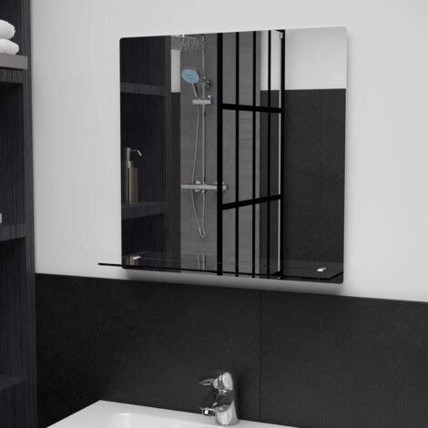 Espejo de pared con estante de vidrio templado 50x50 cm vidaXL